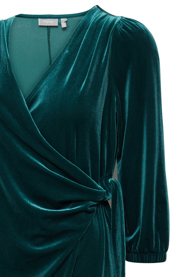 Cassandra velúr kjóll grænn - EINN TIL Í XXL