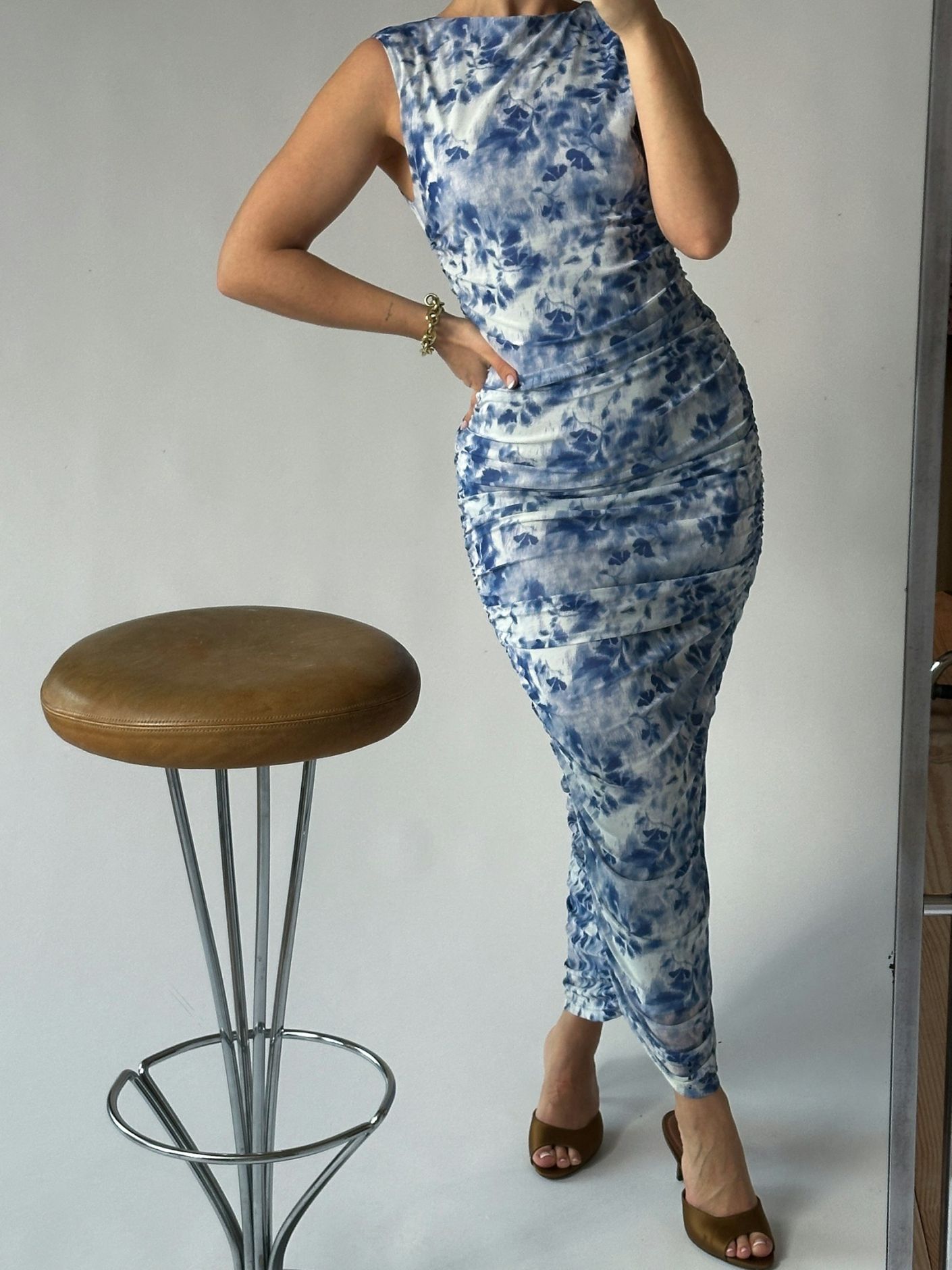 Lina mesh kjóll blár - Neo Noir