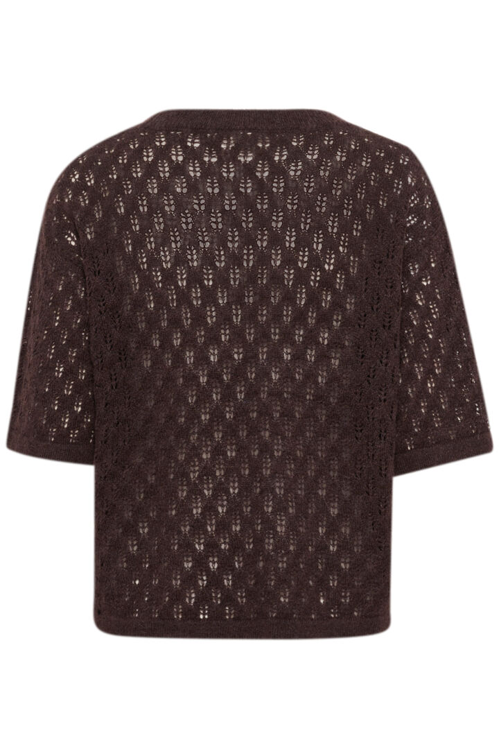 Lourine V-neck peysa stutterma fudge - Kaffe