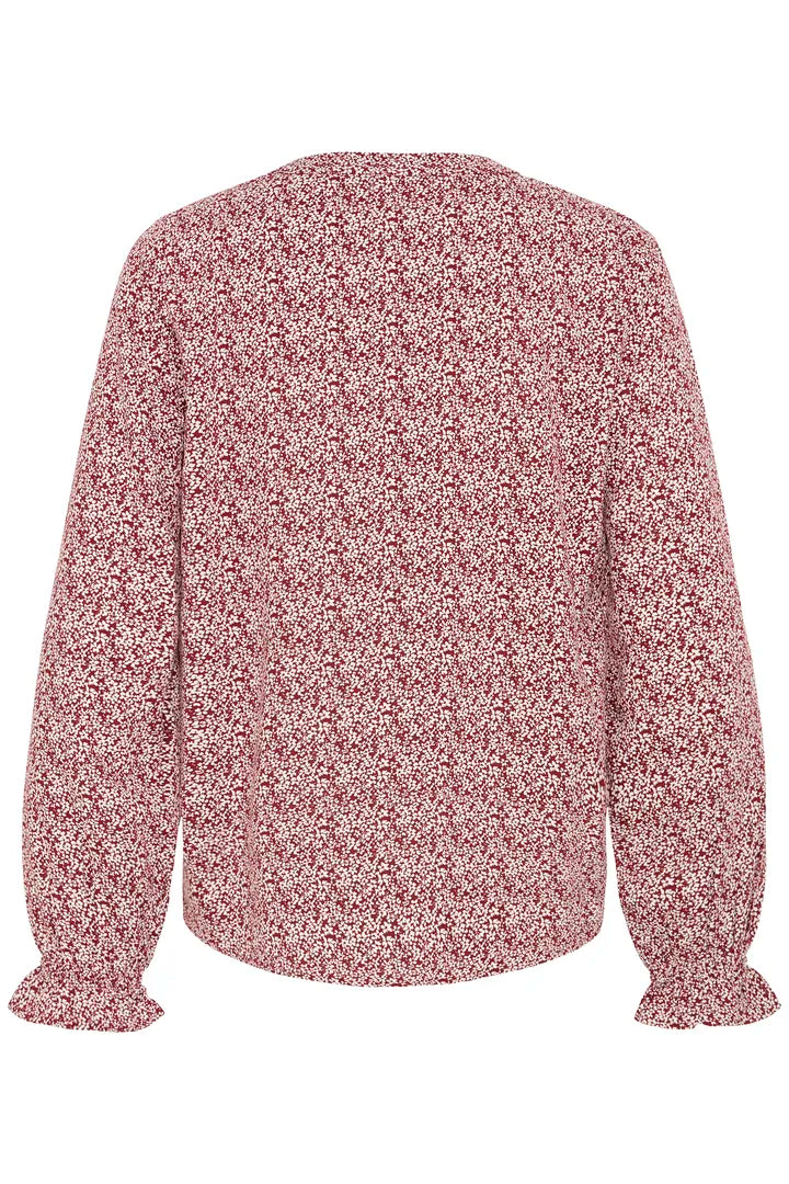 Flowy blússa rauð/hvít blóma - Fransa