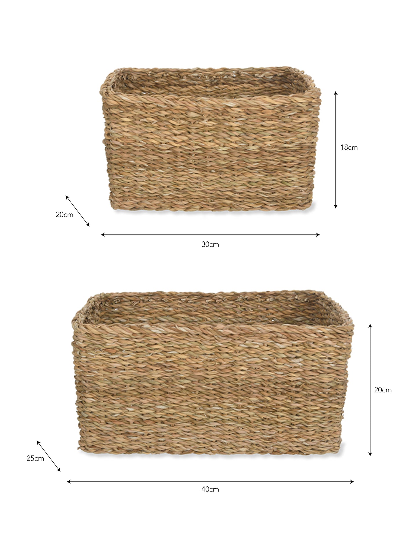 Brading körfur, Seagrass Sett 2 stk. - Garden Trading