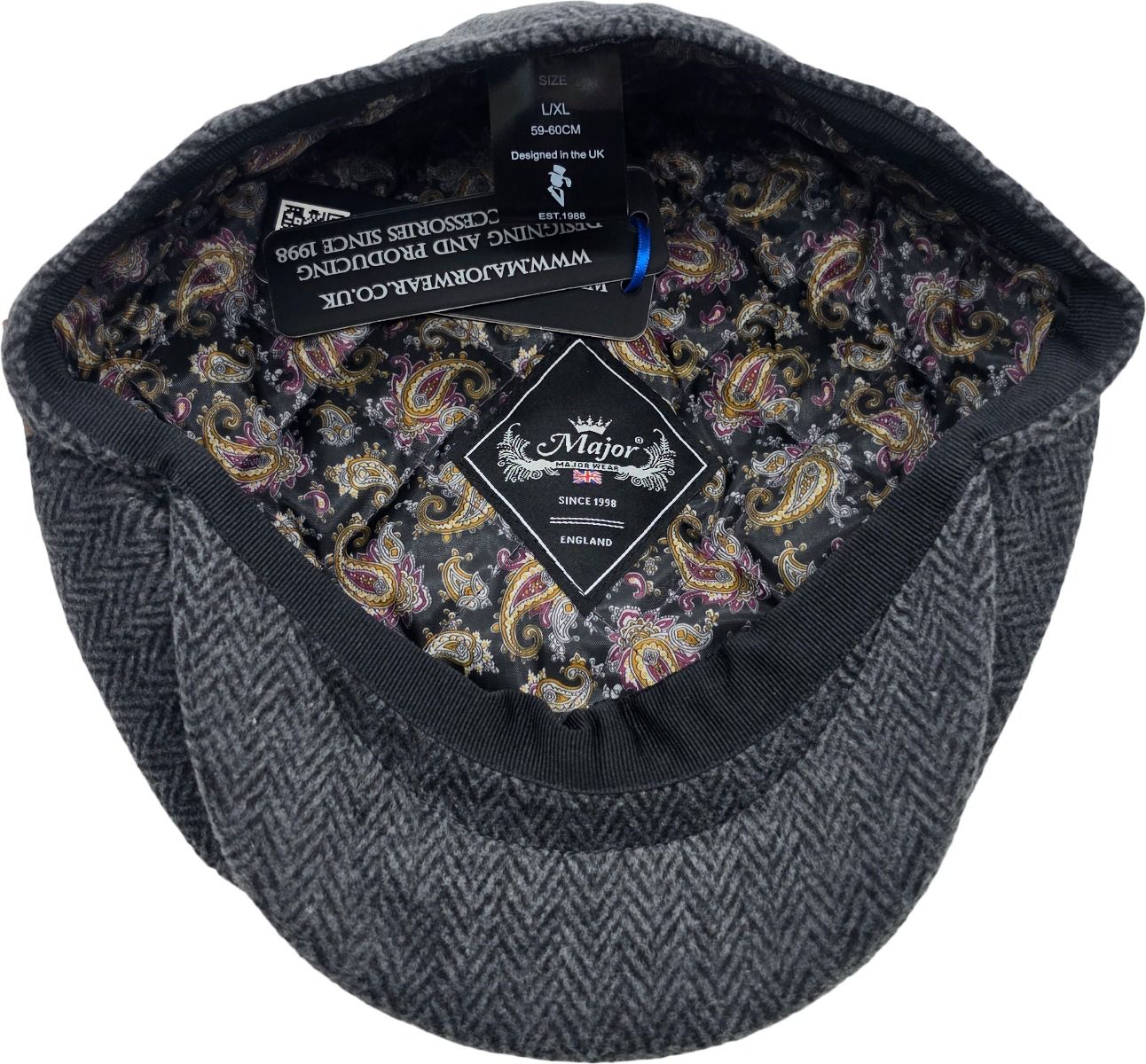 Classic Herringbone Newsboy Cap grár