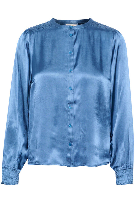 Starey satin blússa blá - Cream BARA TIL Í 38