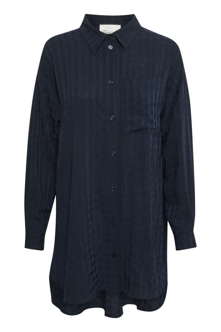 Halna skyrta dökkblá - My Essential wardrobe  BARA TIL Í 38