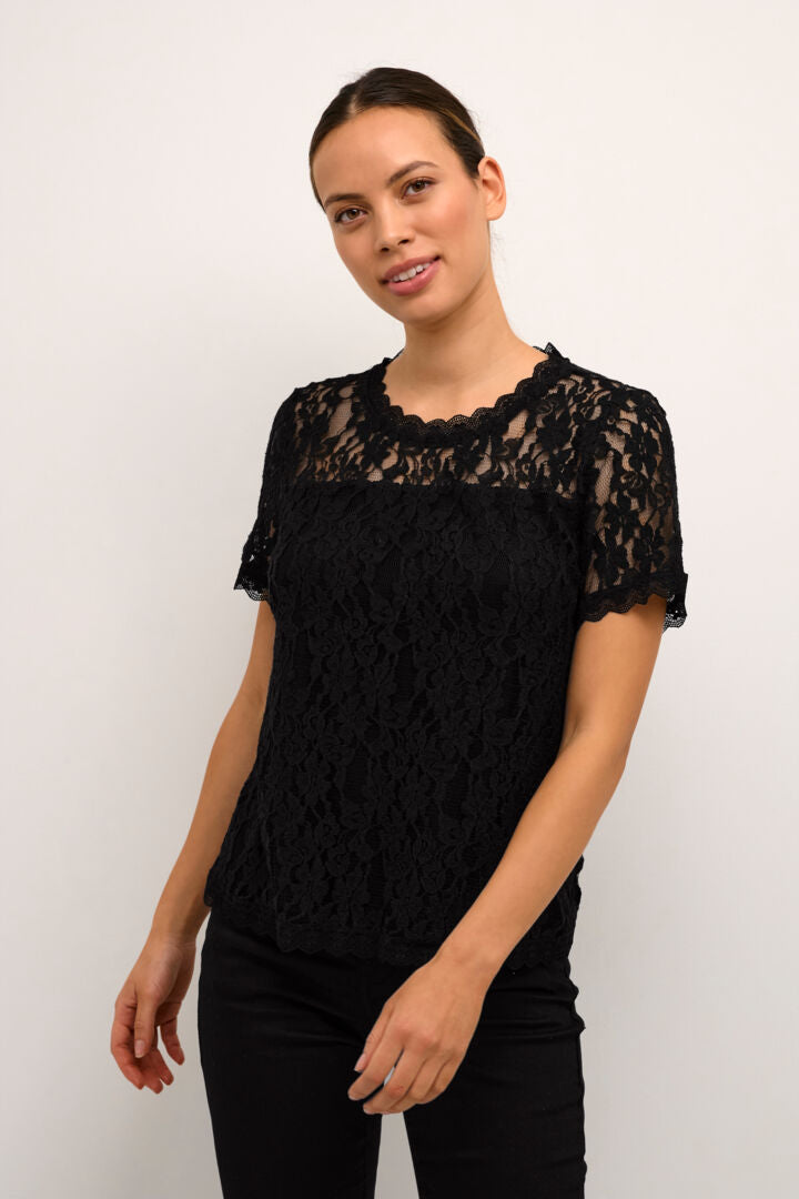 Kit lace toppur svartur - Cream BARA TIL Í SMALL