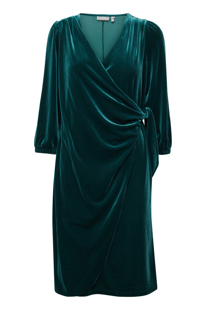 Cassandra velúr kjóll grænn - EINN TIL Í XXL