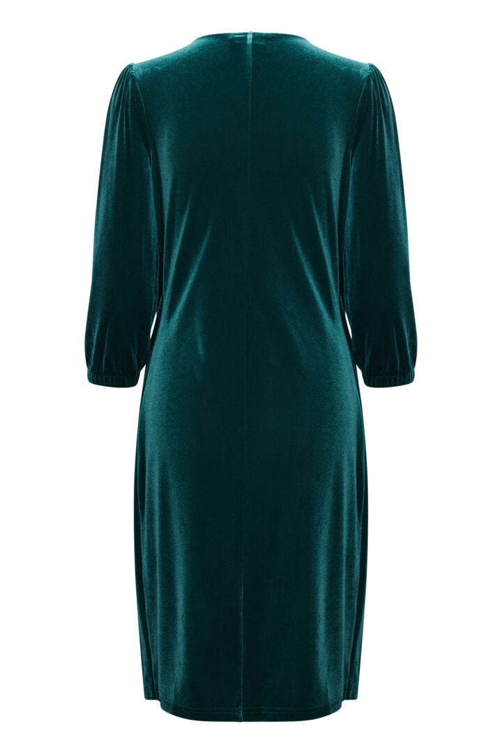 Cassandra velúr kjóll grænn - EINN TIL Í XXL