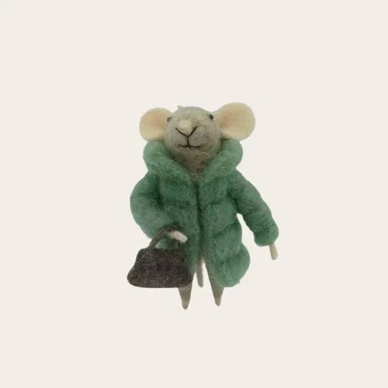 Jólaskraut mús í jakka til að hengja