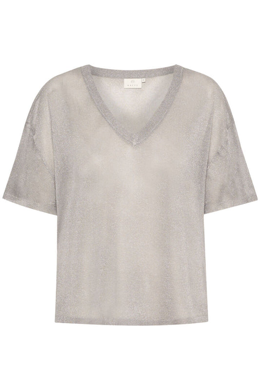 Julia V-neck shimmer toppur - Kaffe BARA TIL Í XS