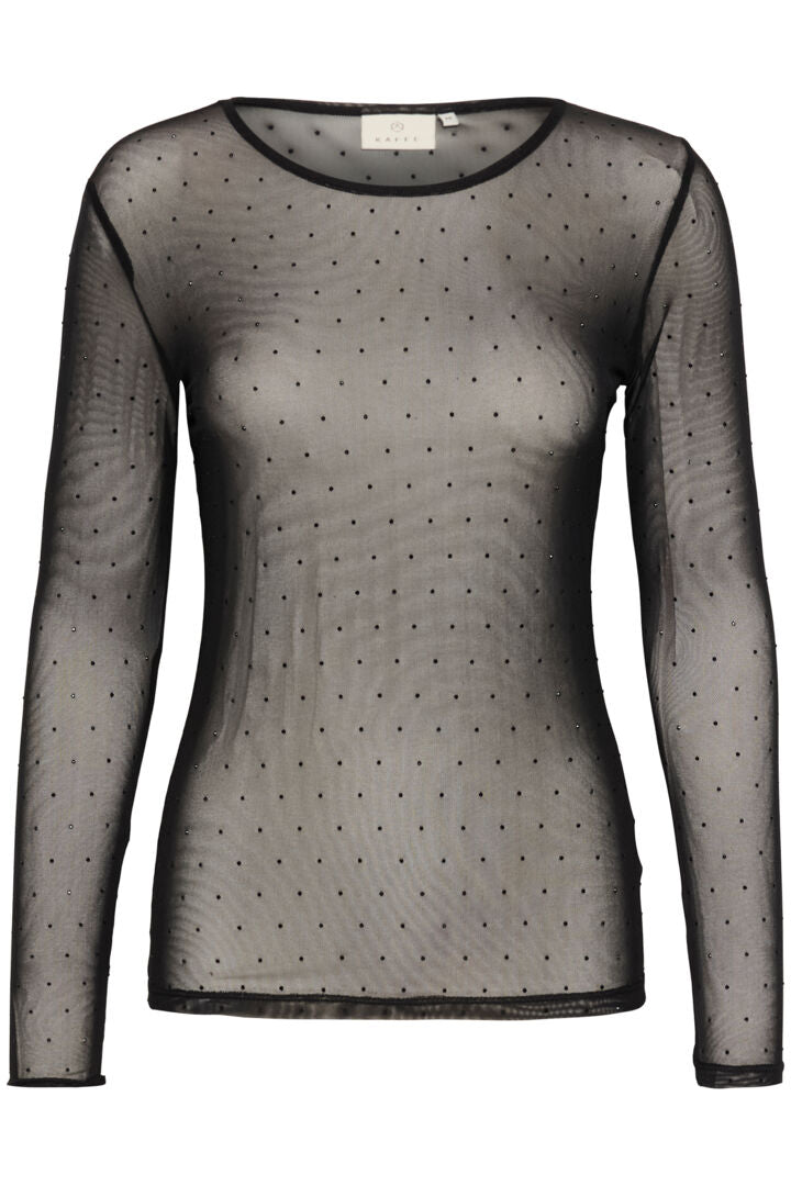 Doria mesh toppur svartur/m steinum - Kaffe BARA TIL Í XS