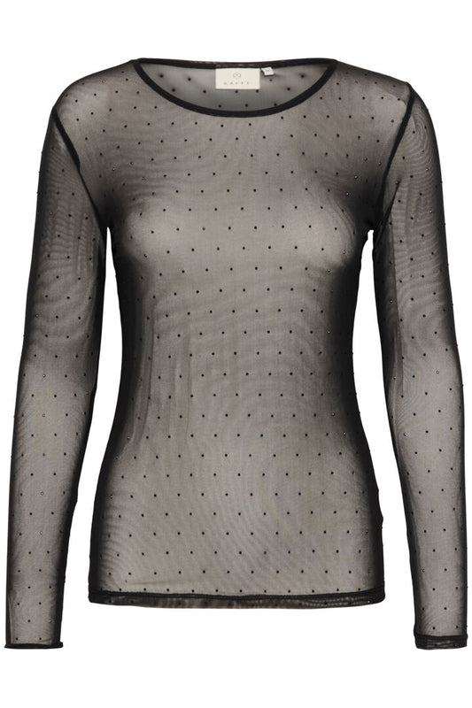 Doria mesh toppur svartur/m steinum - Kaffe BARA TIL Í XS