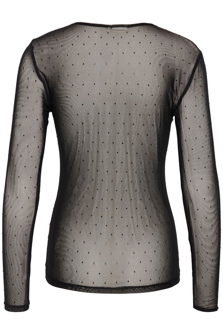 Doria mesh toppur svartur/m steinum - Kaffe BARA TIL Í XS