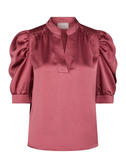 Roella Heavy Sateen Blouse cherry pink - Neo Noir
