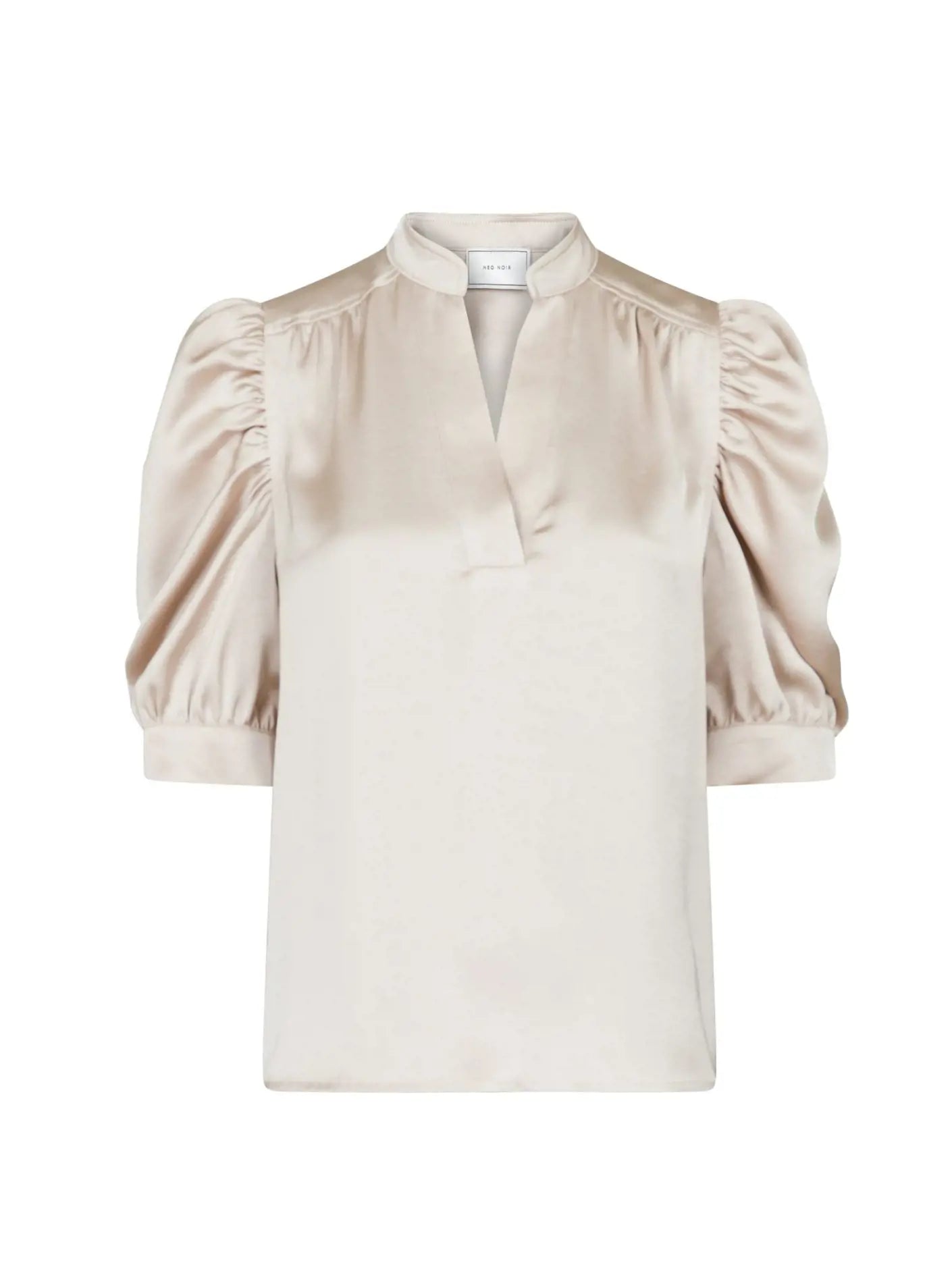 Roella Heavy Sateen Blouse ljós - Neo Noir