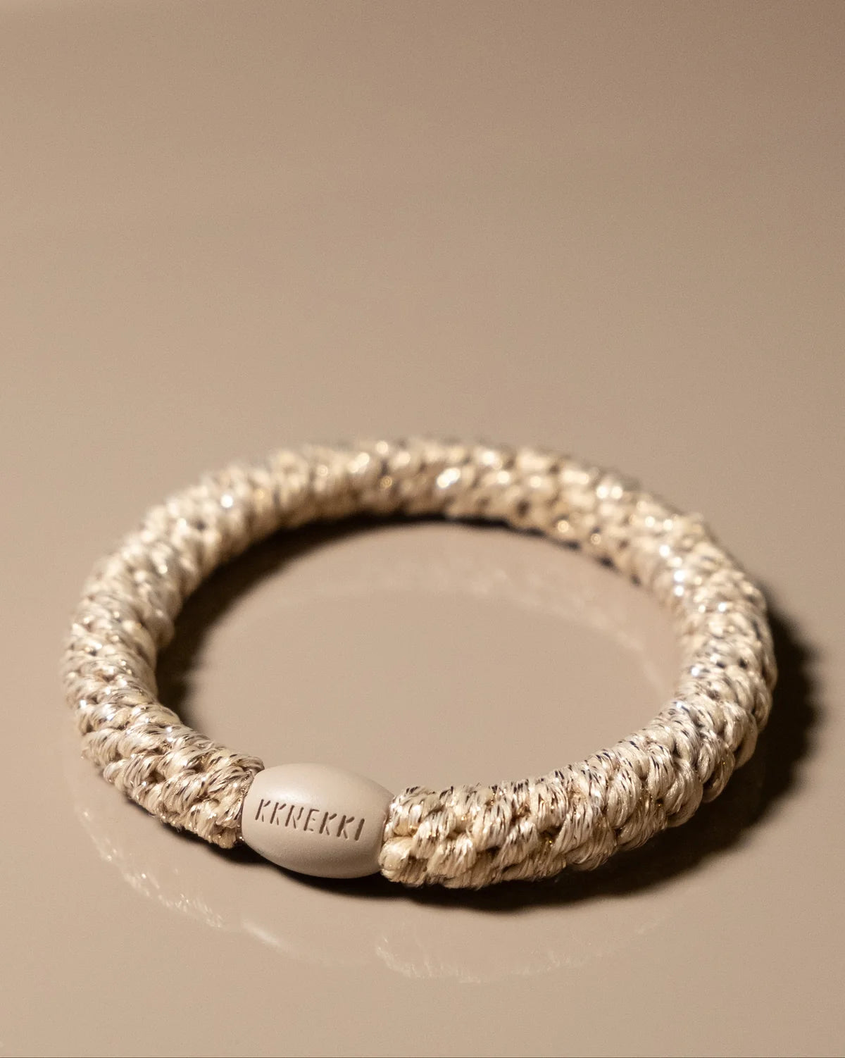 KKNEKKI hárteygja/armband breið - BEIGE GLITTER