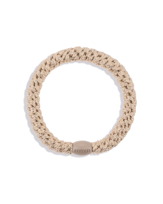KKNEKKI hárteygja/armband breið - BEIGE GLITTER