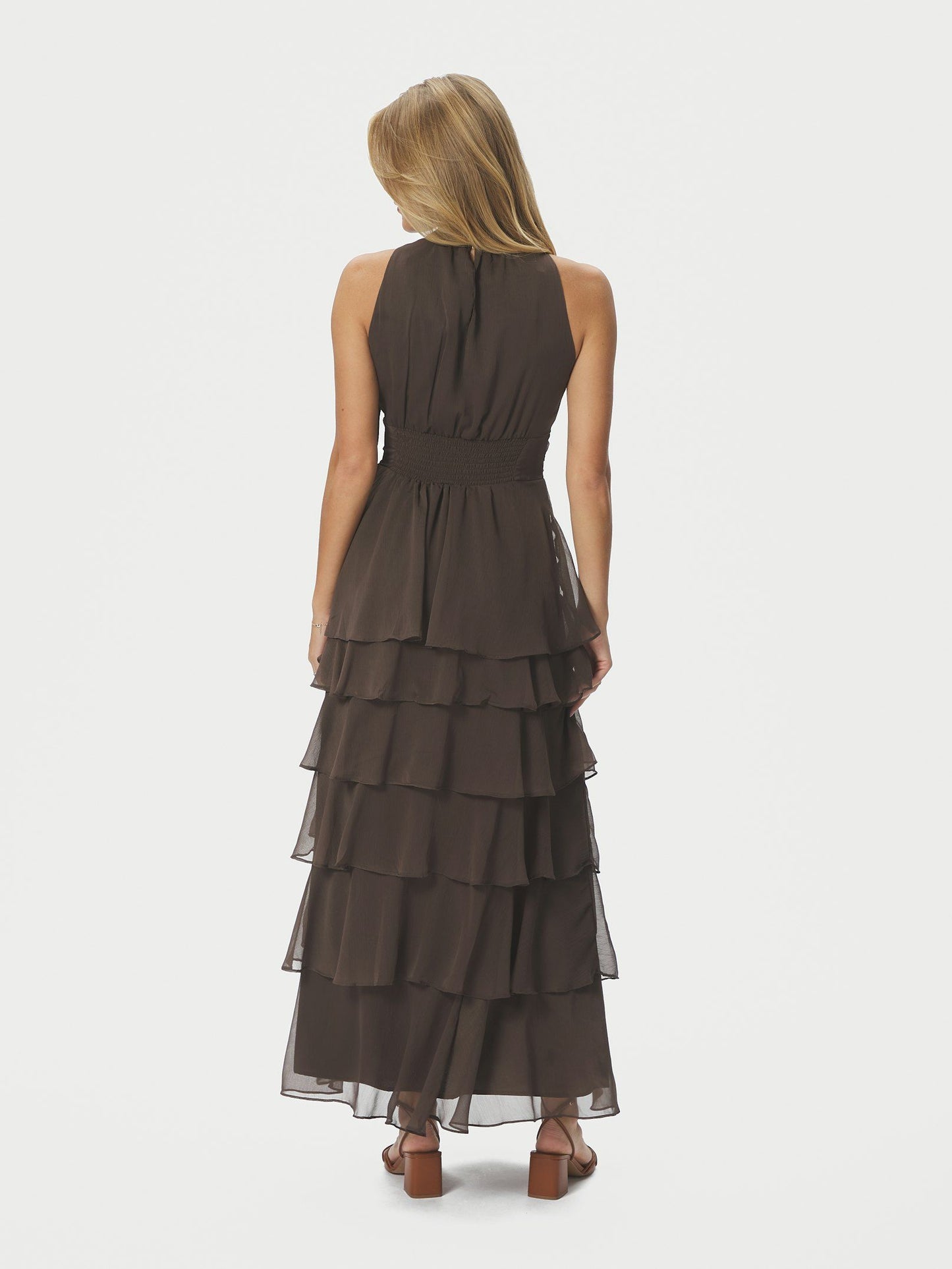 Marli Solid Chiffon Kjóll Brúnn - Neo Noir