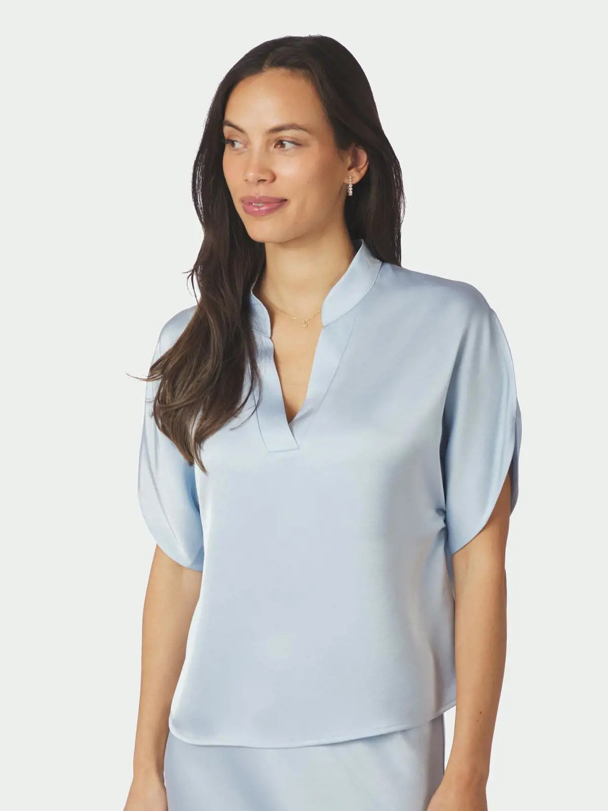 Anelle Heavy Sateen blússa blá Neo Noir