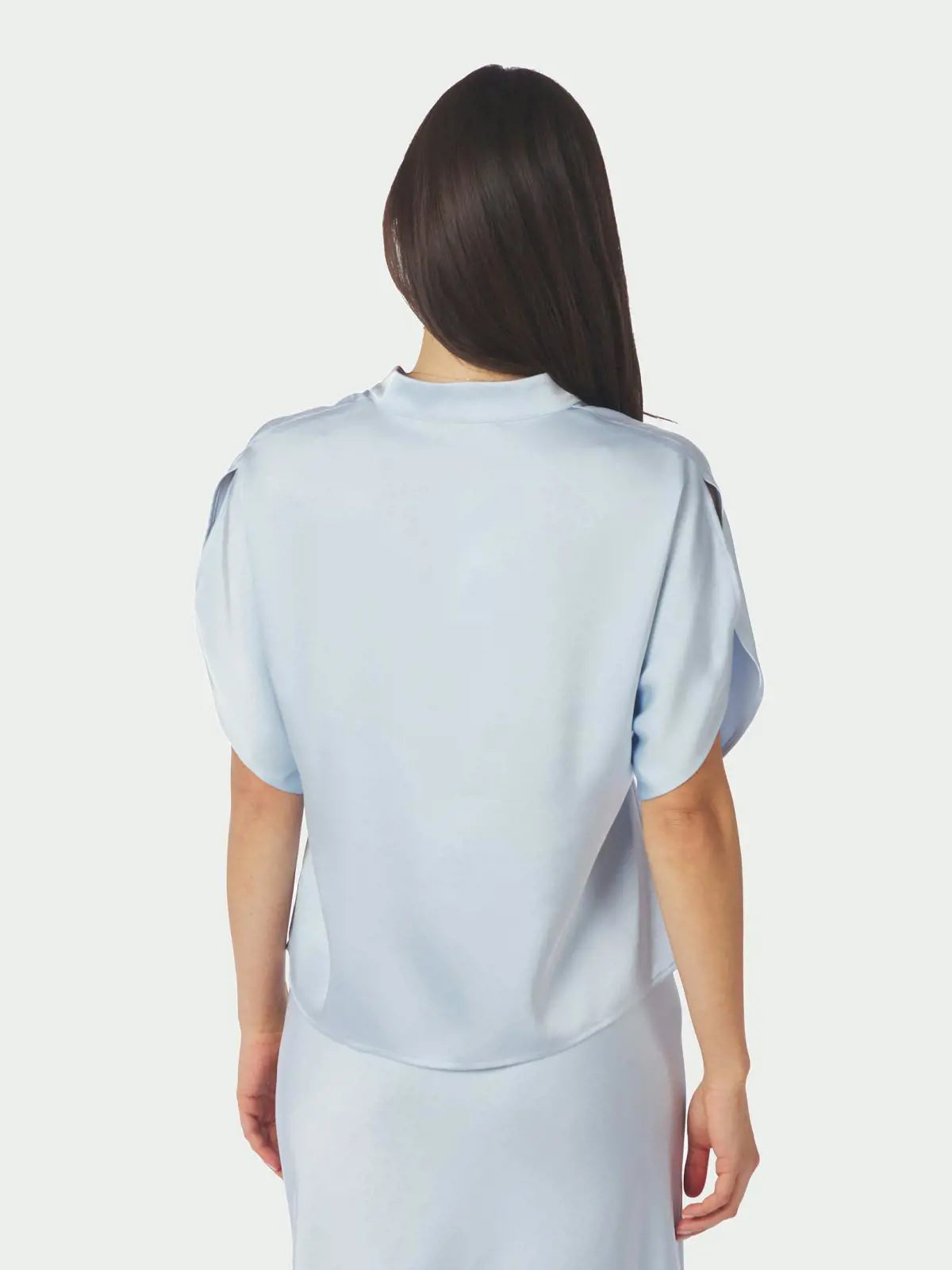 Anelle Heavy Sateen blússa blá Neo Noir