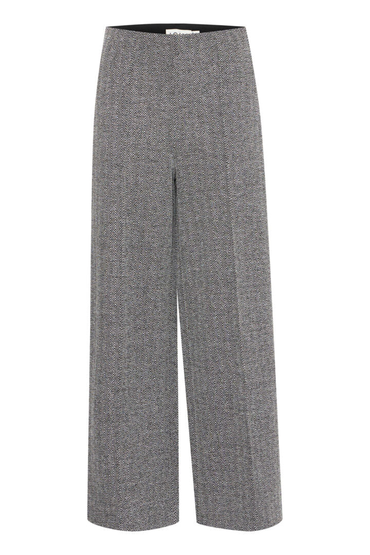 Jaquard herringbone buxur gráar - Ichi BARA TIL Í XS