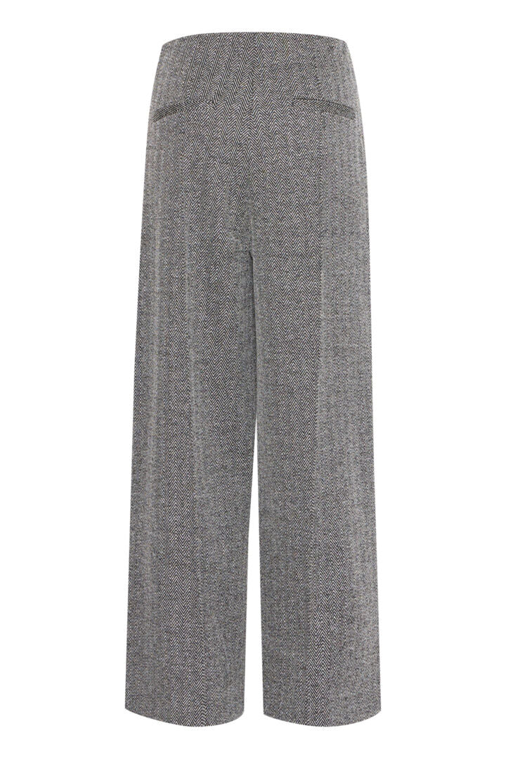 Jaquard herringbone buxur gráar - Ichi BARA TIL Í XS