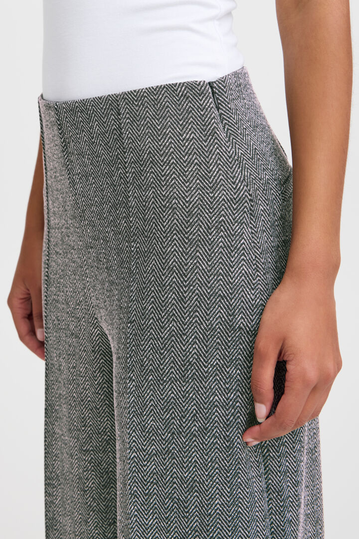 Jaquard herringbone buxur gráar - Ichi BARA TIL Í XS