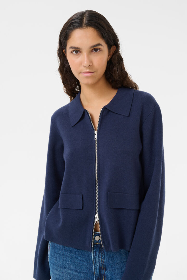 Antonella peysa rennd blá - Karen By Simonsen