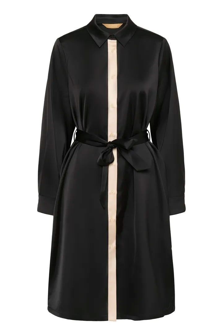 Annabelle satin skyrtukjóll svartur - Culture