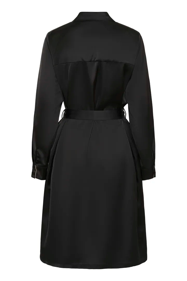 Annabelle satin skyrtukjóll svartur - Culture