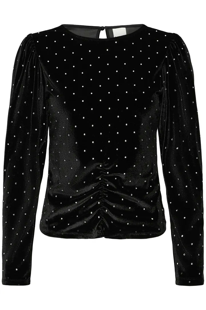 Darla toppur svartur með steinum - Ichi