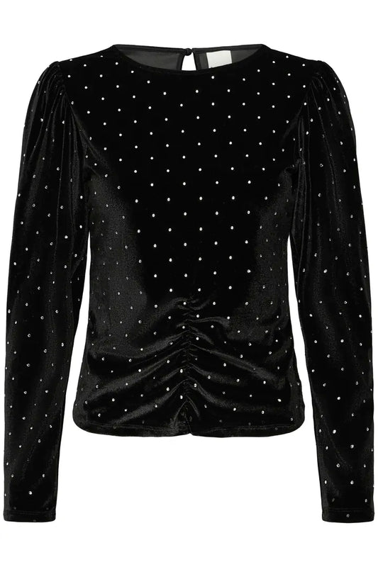 Darla toppur svartur með steinum - Ichi