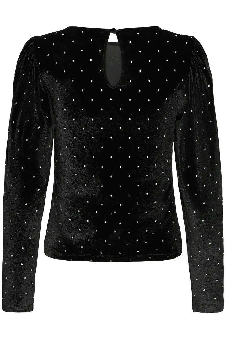 Darla toppur svartur með steinum - Ichi