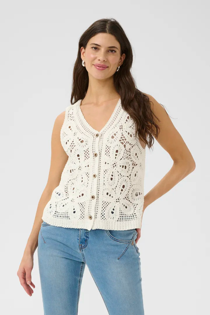 Kitte knit vesti hvítt - Cream
