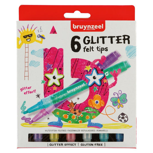 Glimmer tússpennar 6 í pakka