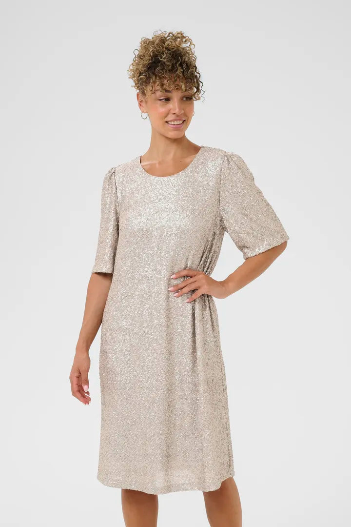 Didi pallíettukjóll - Cream