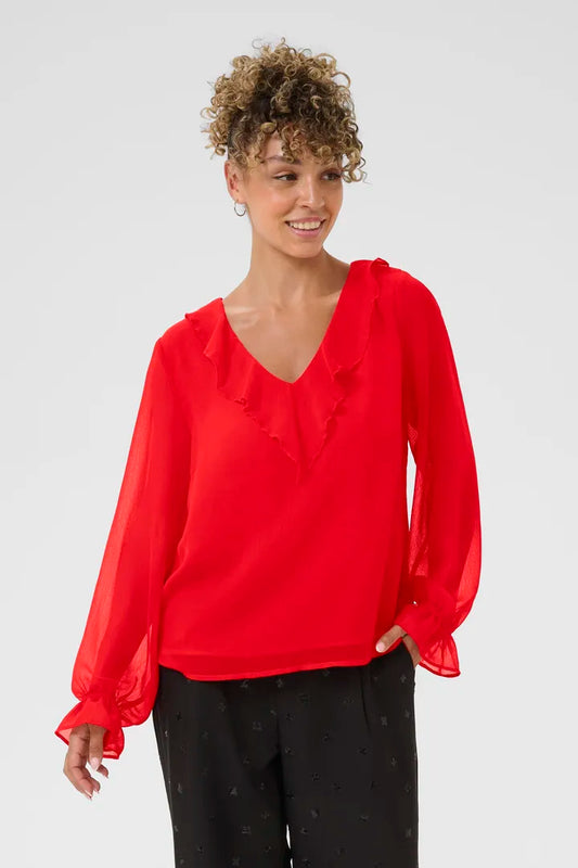 Flake blússa rauð - Cream