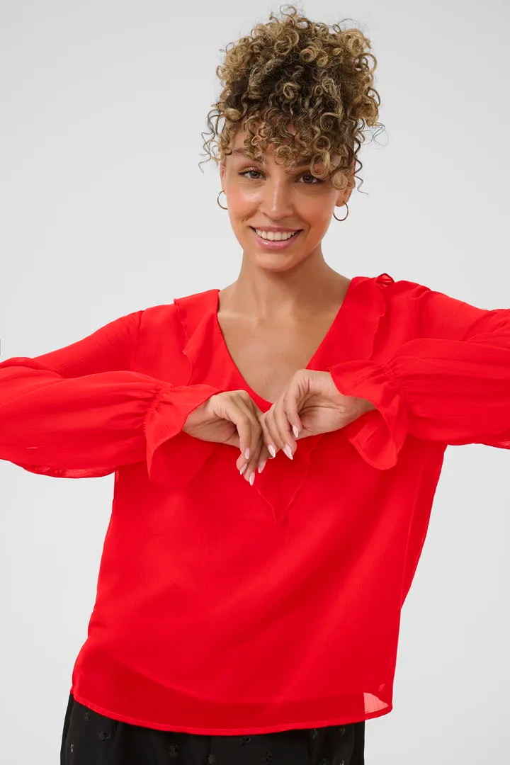 Flake blússa rauð - Cream