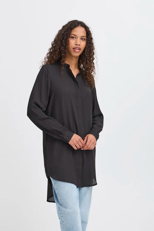 Cellani long skyrta svört - Ichi BARA TIL Í 34 OG 36