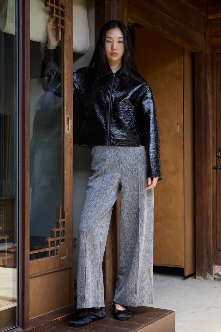 Jaquard herringbone buxur gráar - Ichi BARA TIL Í XS