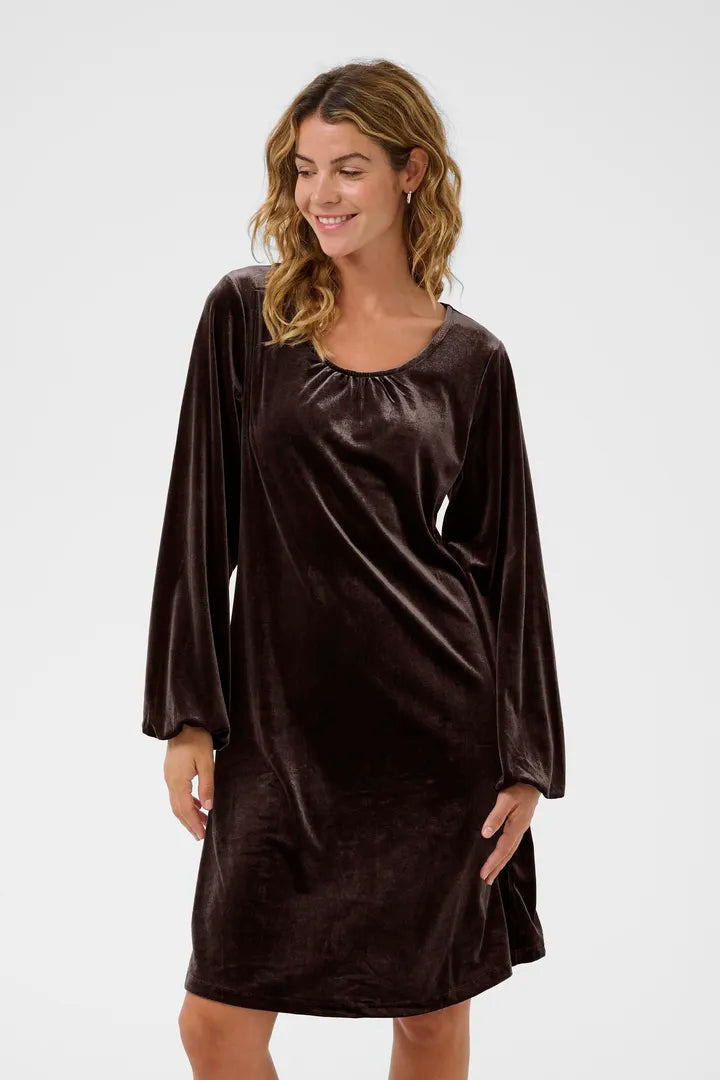 Frosty velúr kjóll brúnn - Cream