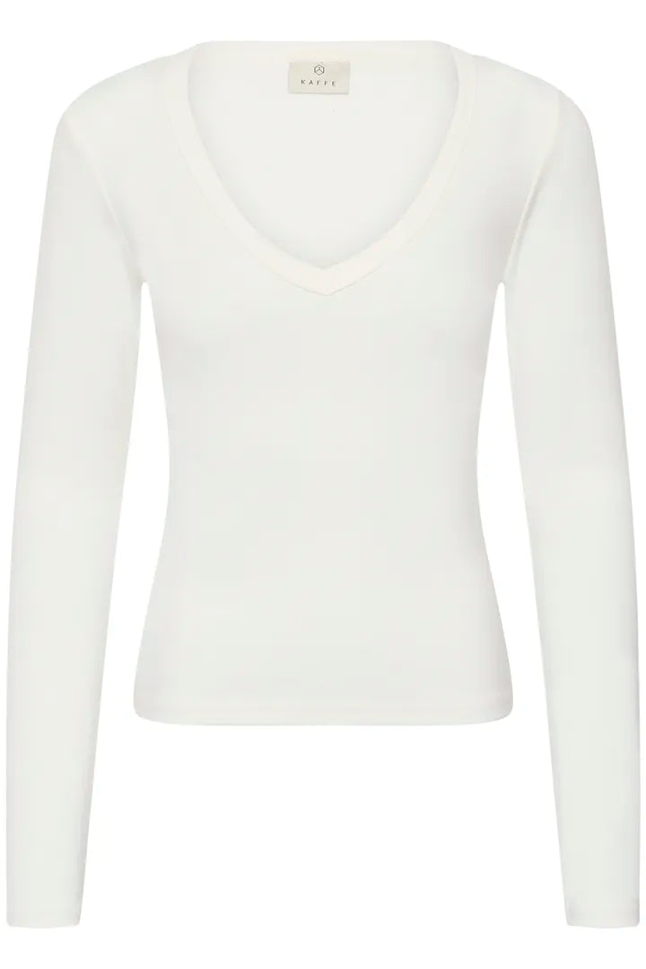 Liddy v-neck langerma bolur Hvítur - Kaffe