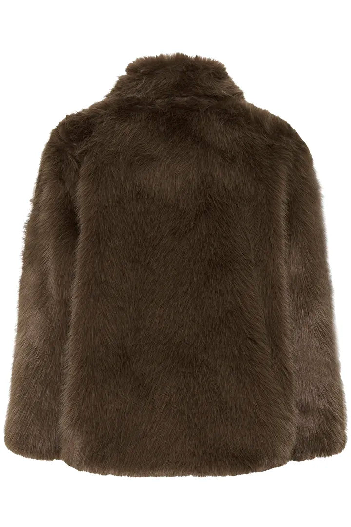 Drama faux fur brúnn - Cream