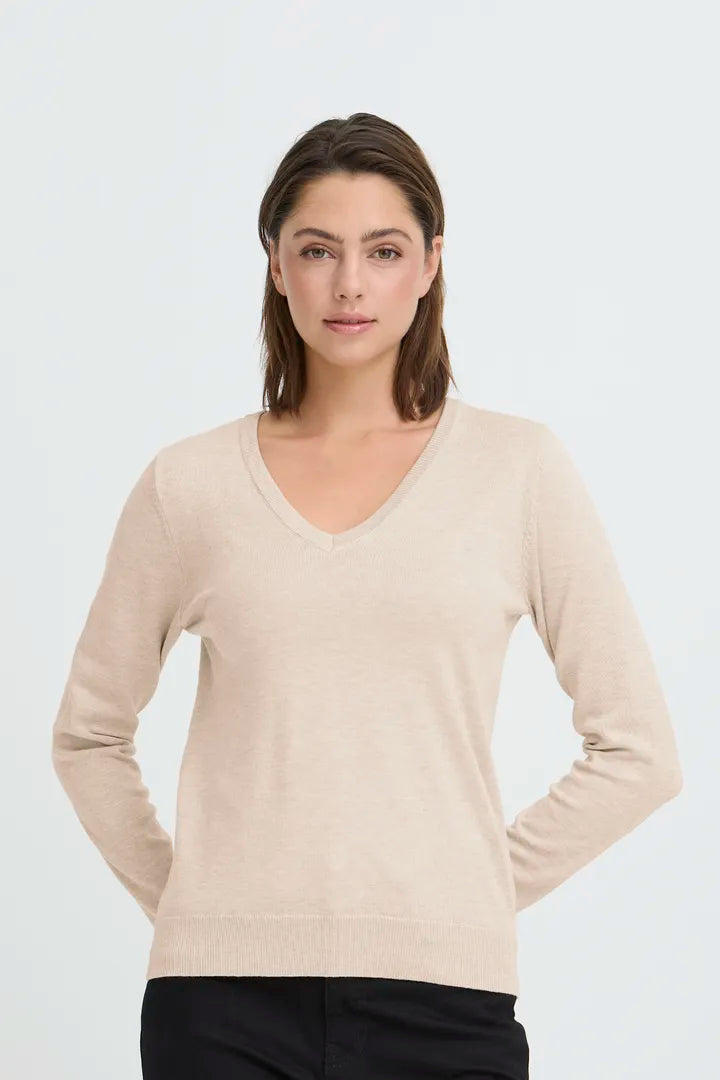 Huls V-neck peysa ljós - ICHI