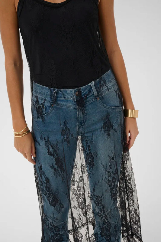 Kamira blúndukjóll svartur - Cream