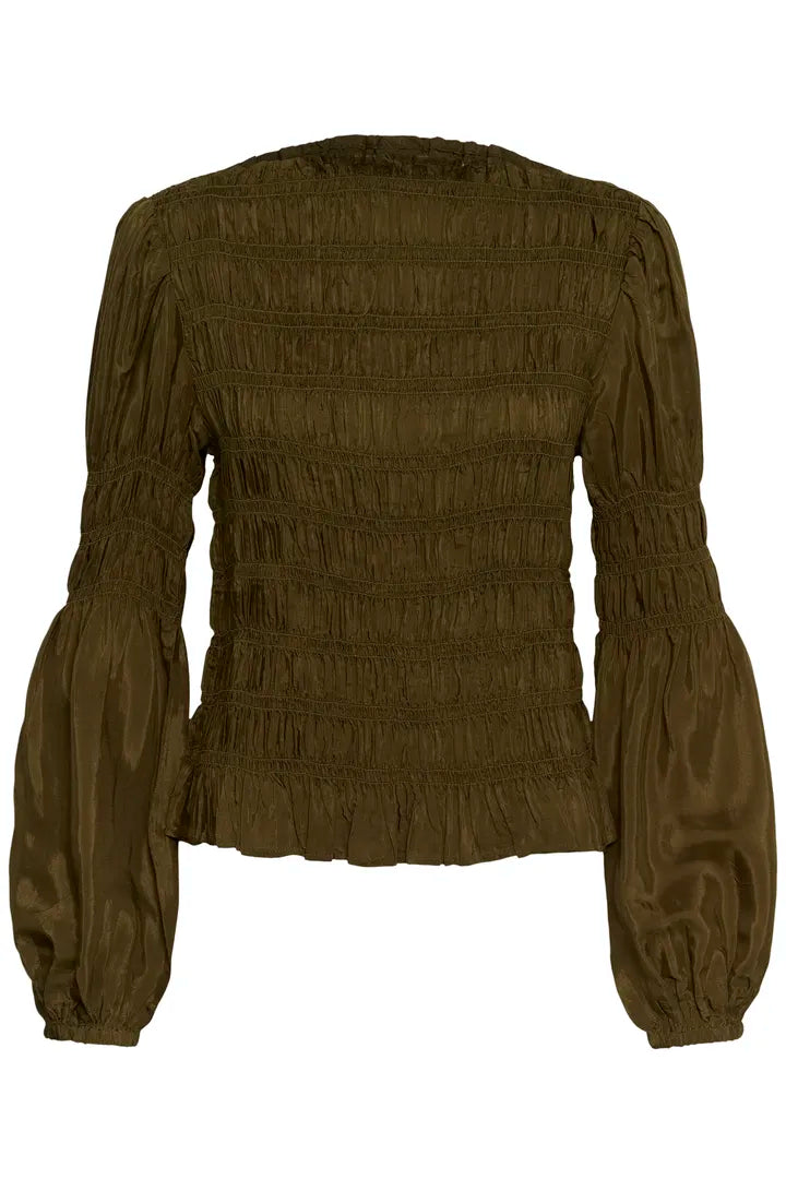 Henva blússa olive - Cream