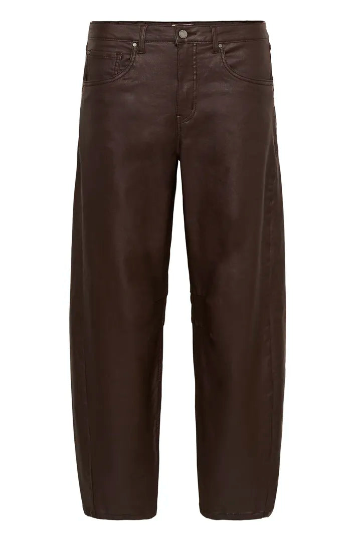 Maelis barrel pleður buxur brúnar - Cream
