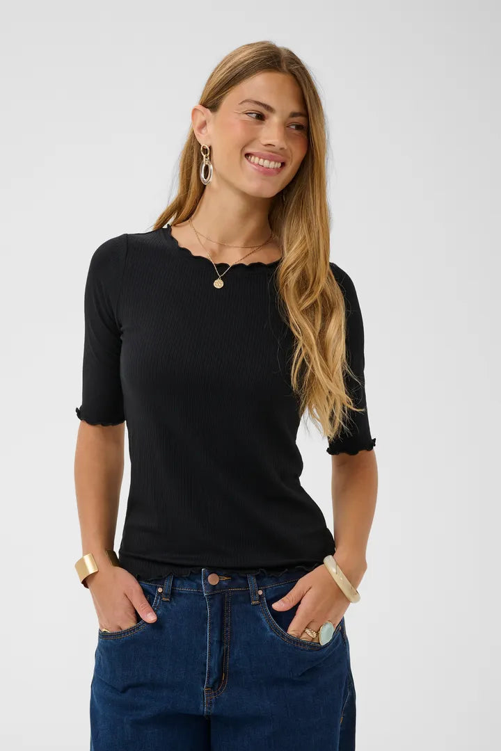 Ribba toppur svartur - Cream