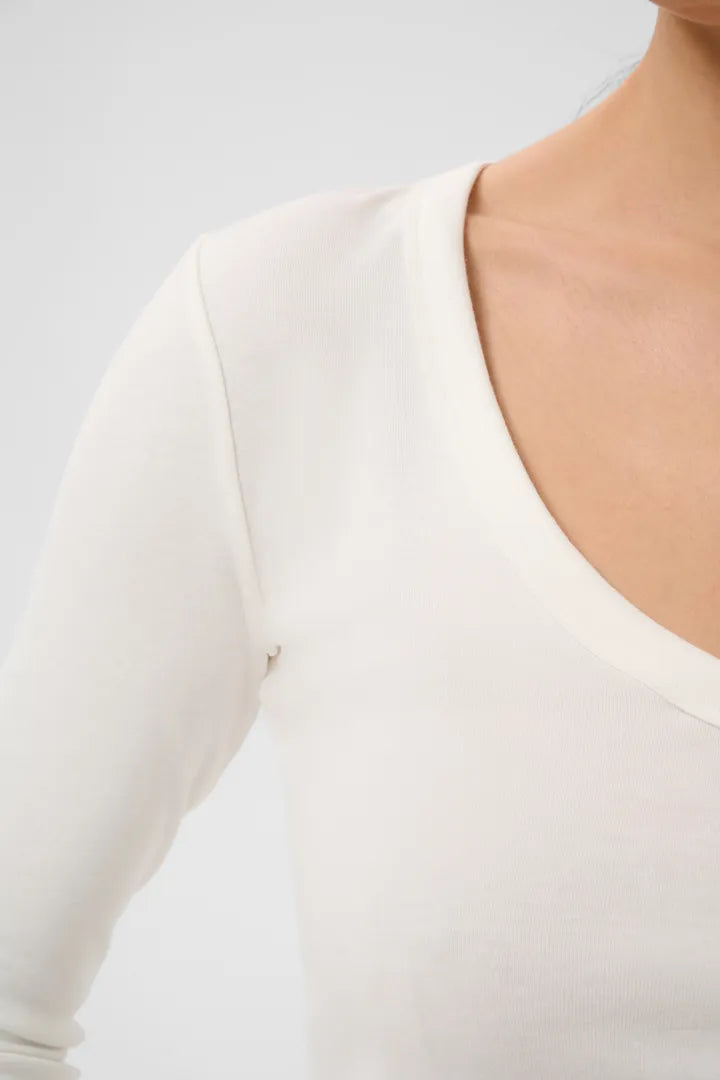 Liddy v-neck langerma bolur Hvítur - Kaffe