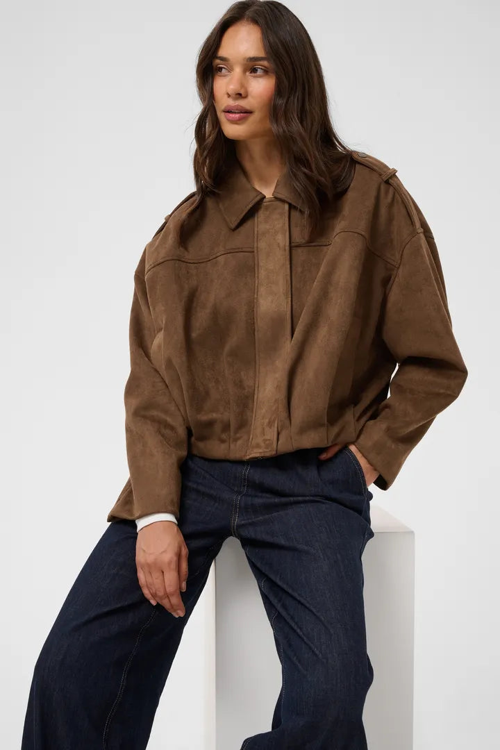 Galileo suede jakki brúnn - Kaffe