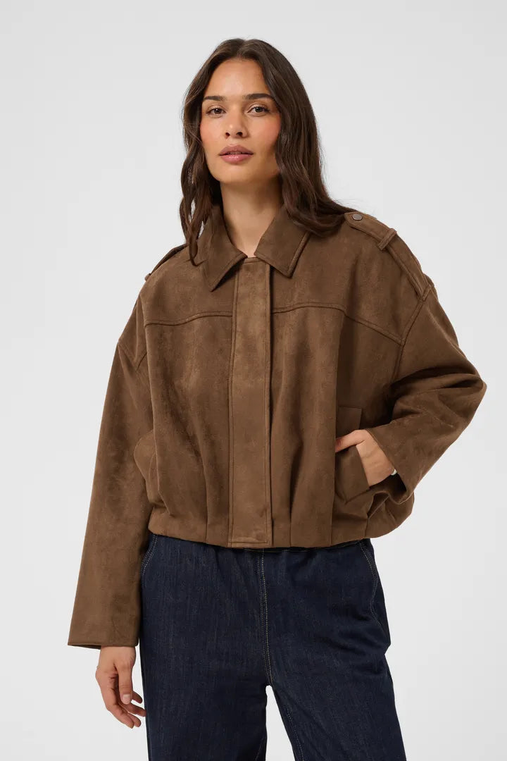 Galileo suede jakki brúnn - Kaffe